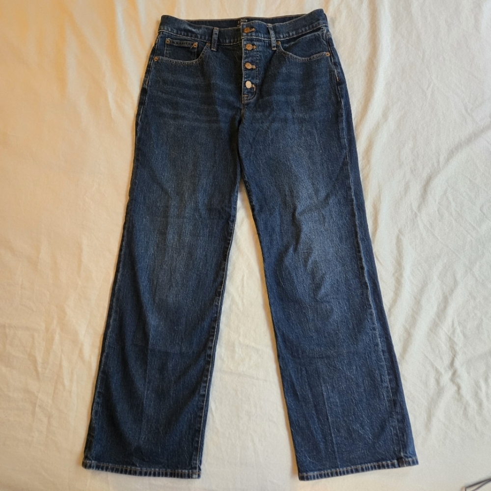 J. Crew Full Length Wide Leg sz 29 Button Fly All Day Stretch